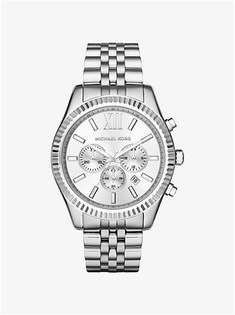 michael kors oversized lexington silver-tone watch